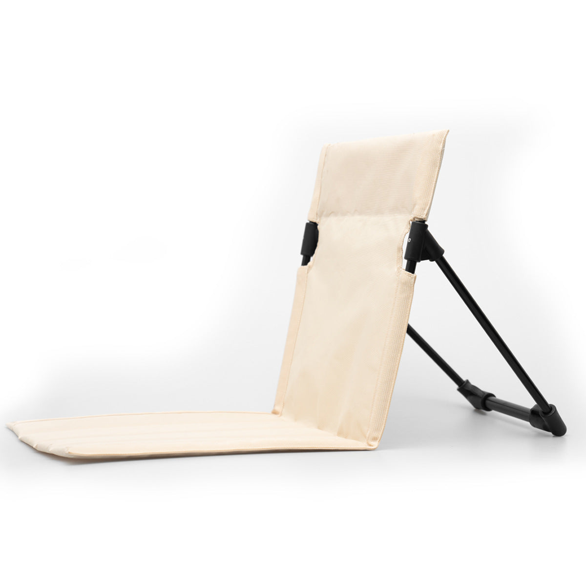 Portable Beige Folding Camping Floor Chair – Lightweight Reclining Outdoor Seat