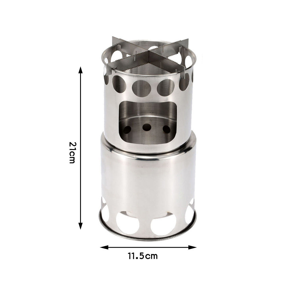Portable Wood Burning Camping Stove – Stainless Steel Backpacking Cooker - Measurement